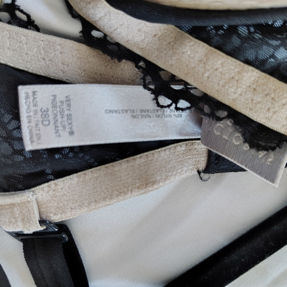 Victoria's Secret Very Sexy Push-up Pigeonnant Bra Black And Gold 38D - Picture 13 of 13